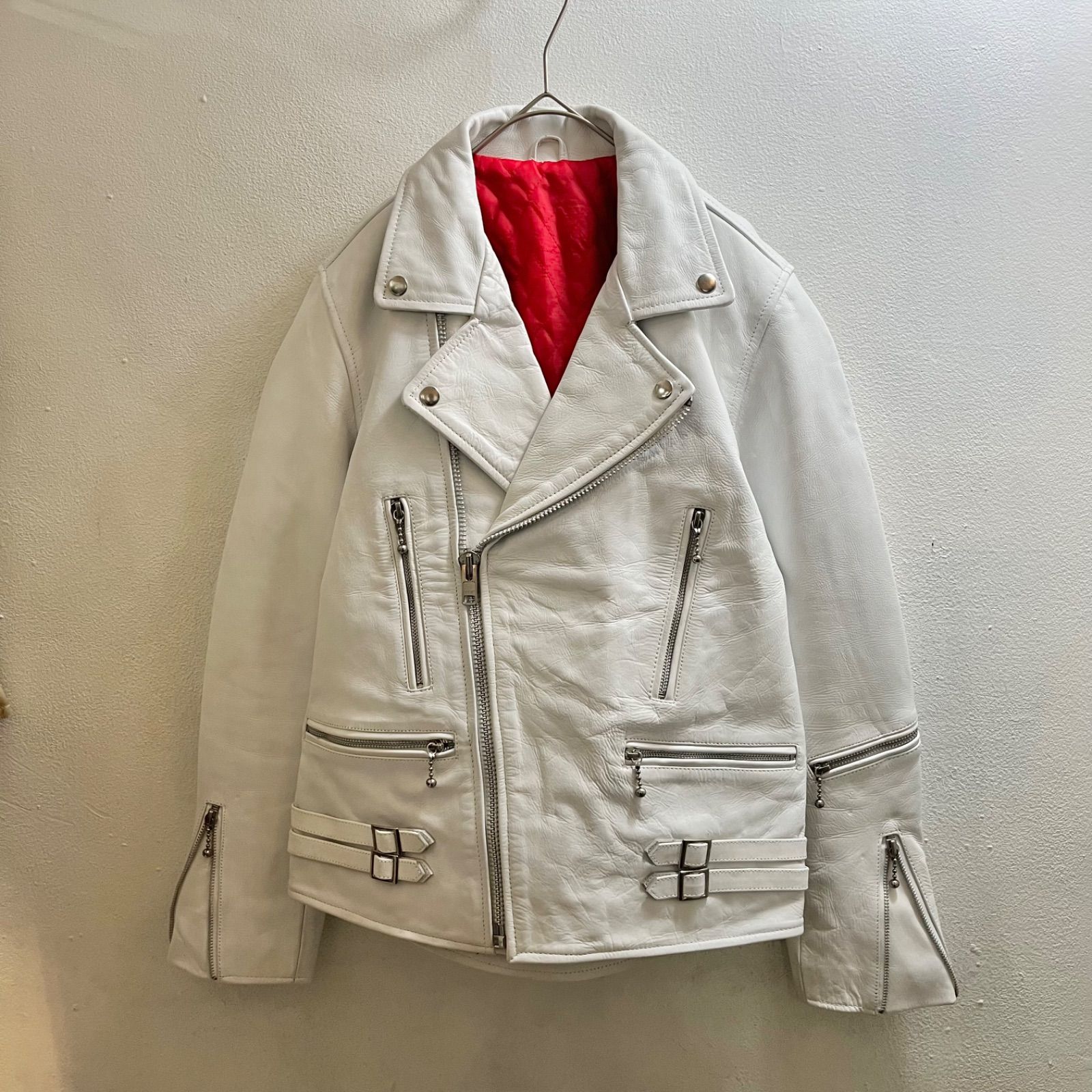 vintage 00s 90s 白 ライダース レザージャケット ヴィンテージ 本革