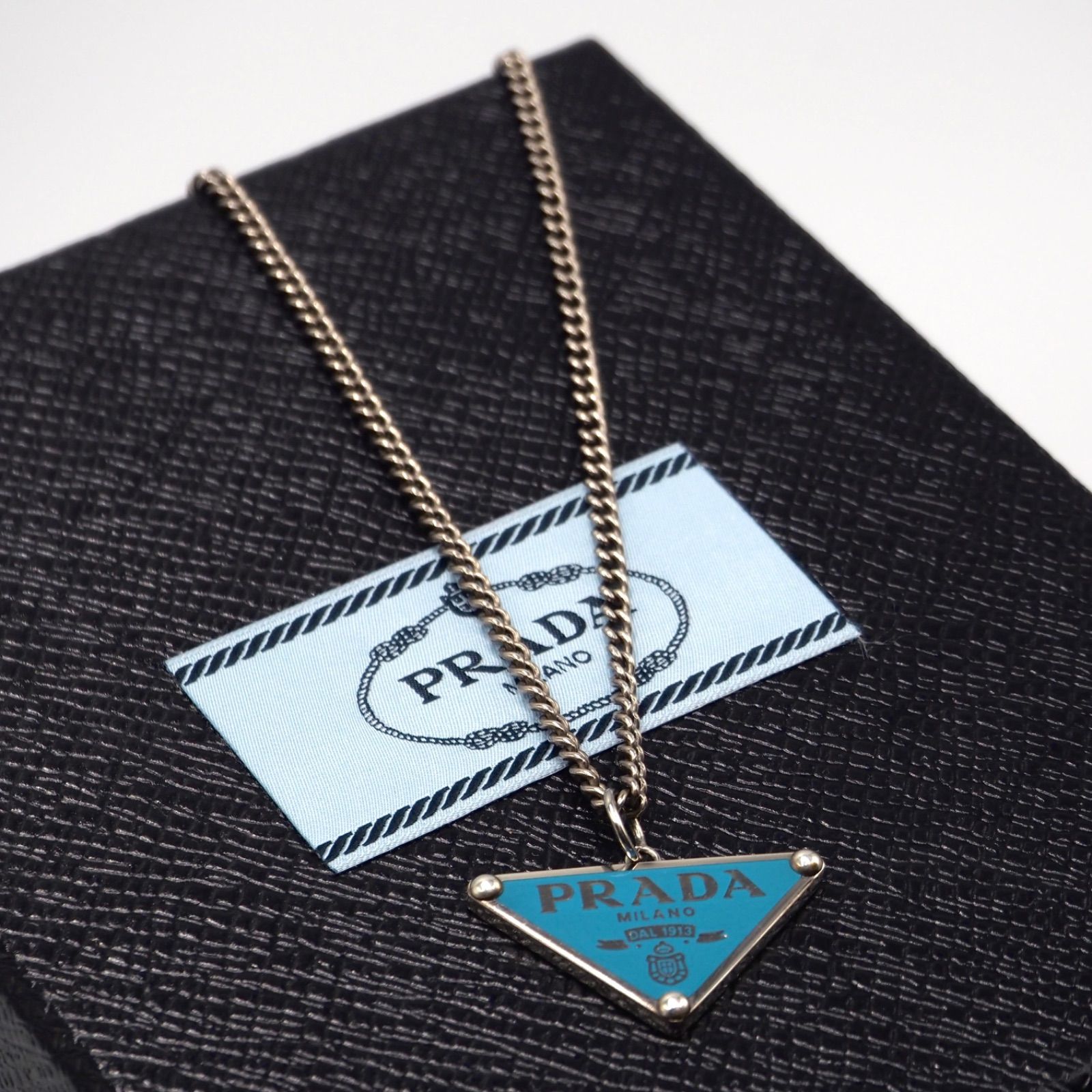 PRADA トライアングル ロゴ ネックレス シルバー925 プラダ 付属品付き