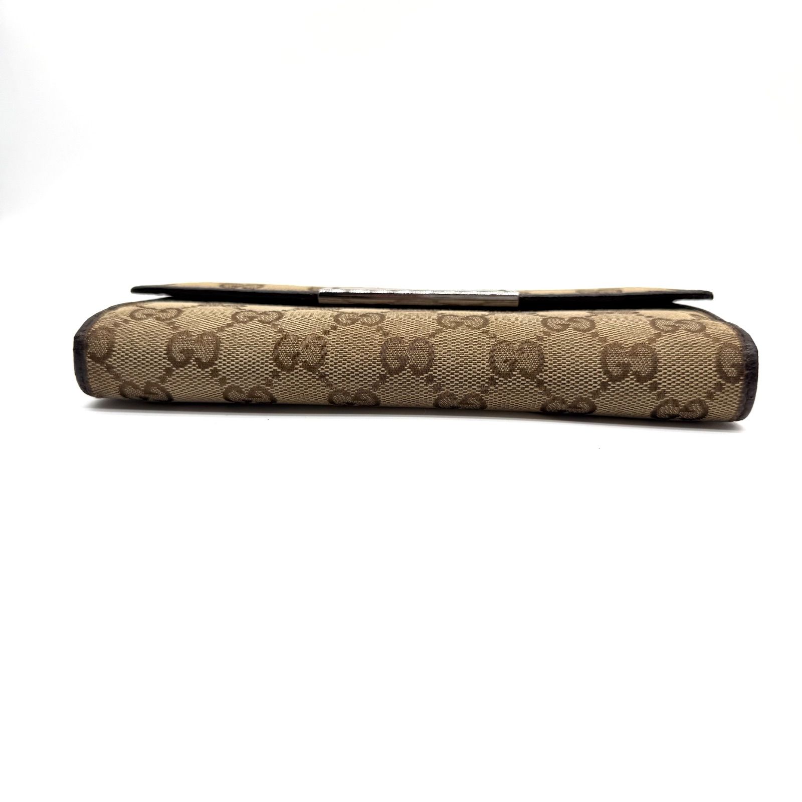 良品】GUCCI グッチ 長財布 GGキャンバス レザー シルバープレートロゴ