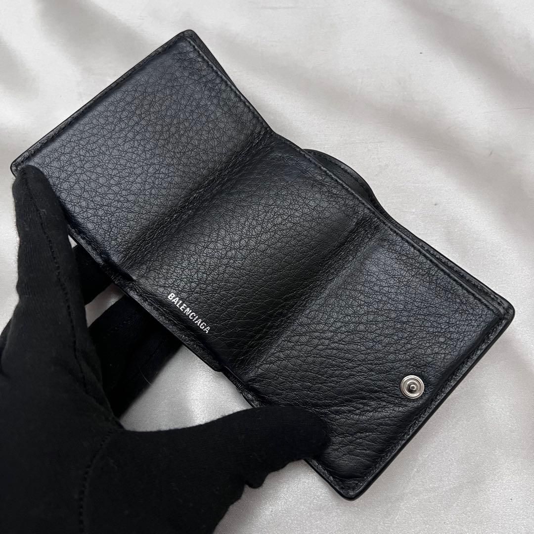 ◇美品◇バレンシアガ ペーパーミニウォレット 折り財布 シルバーロゴ