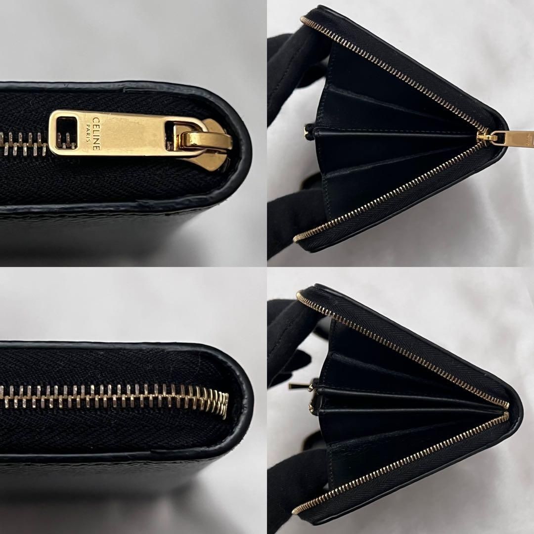 ◇極美品◇セリーヌ ラージジップウォレット トリオンフ×ゴールド金具 
