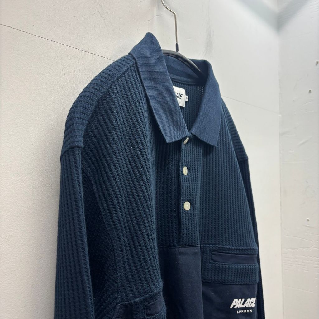 PALACE パレス 18SS WAFFLE ON POLO 長袖ポロシャツ ネイビー size:M