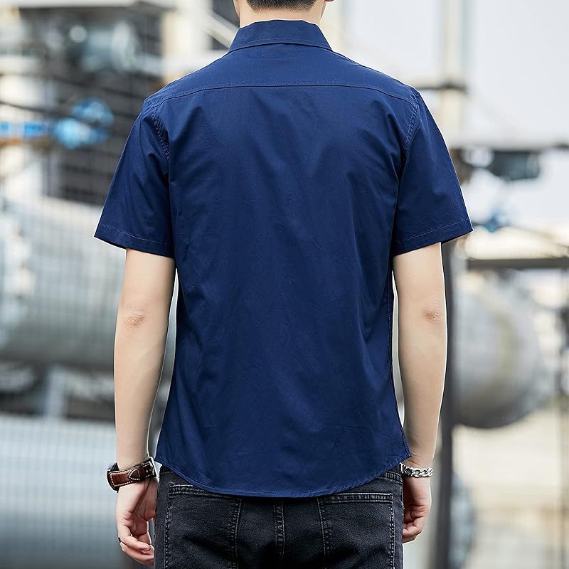 [Amyni] シャツ メンズ 半袖 カジュアル コットン シャツン オックスフォード シャツ 夏 メンズ オシャレ シャツ 1