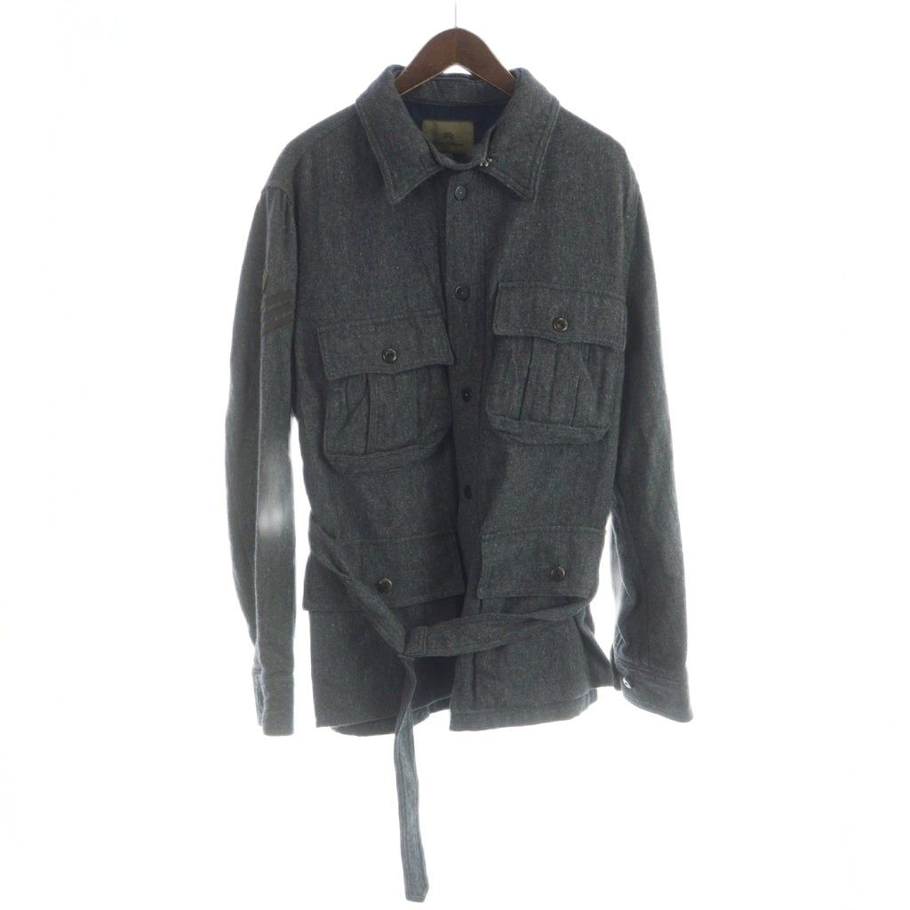 ナイジェルケーボン NIGEL CABOURN シャツジャケット ウール ベルト 長袖 シングル 総裏地 48 グレー GY12 /MQ