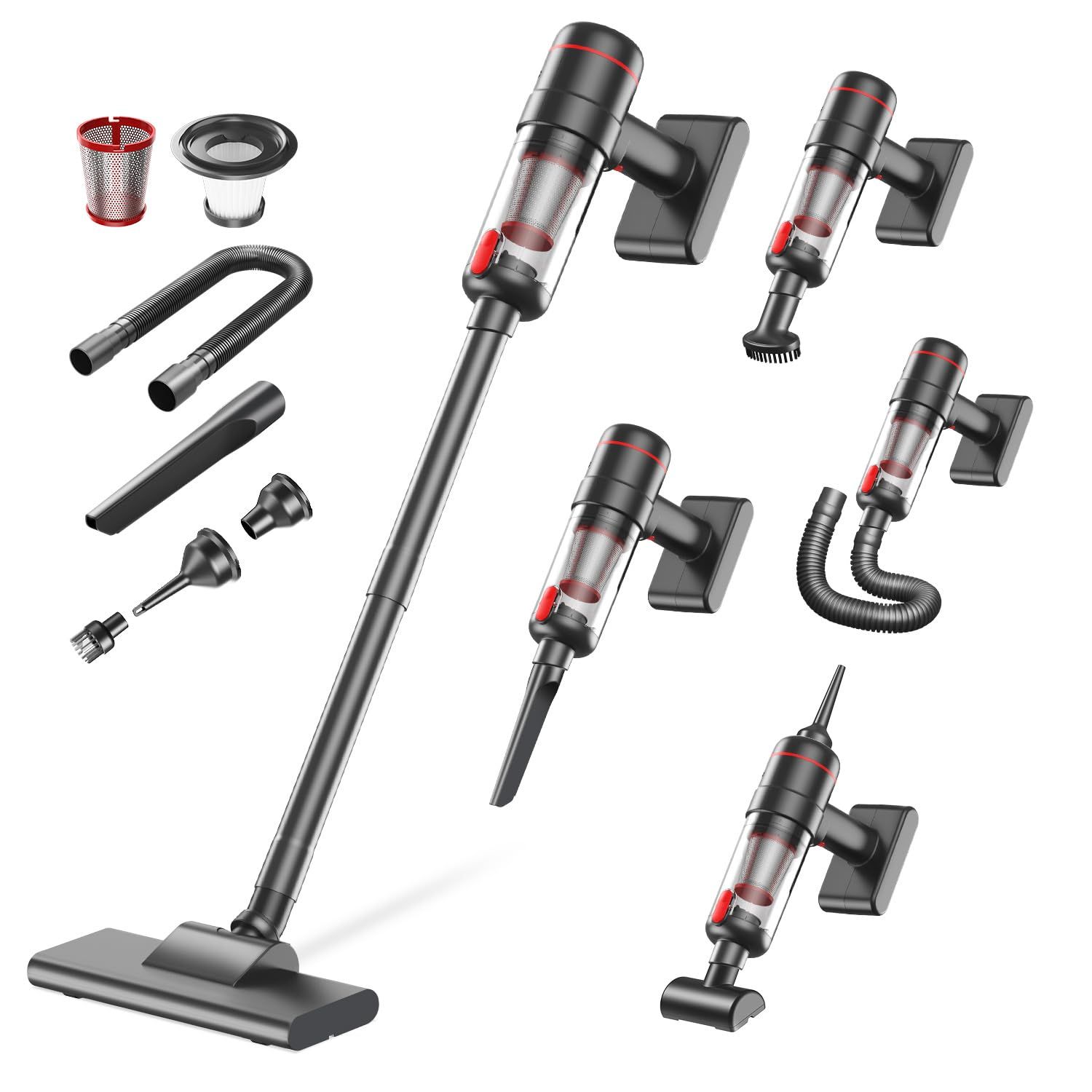 掃除機 コードレス 2026業界 28000pa 超強力吸引-吹き出し グリーンLEDライト付き 電動エアダスター スティッククリーナー ハンディクリーナー コードレス掃除機 Type-C充電式 8種類ノズル 延長パイプ 軽量0.6kg そうじき 車用そ|