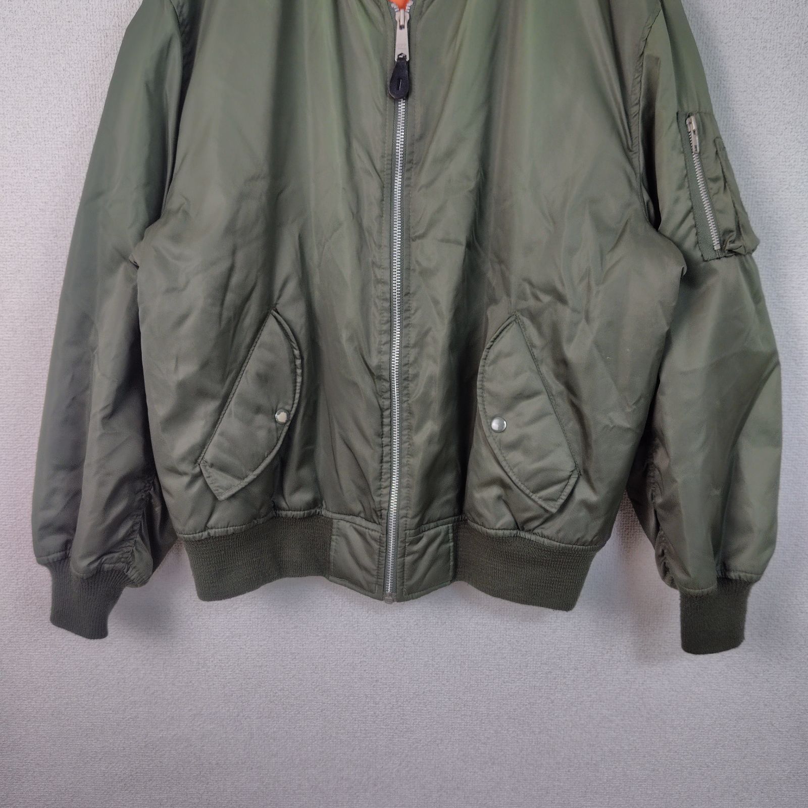 MA-1 フライトジャケット ミリタリー カーキ Lサイズ メンズ 古着 