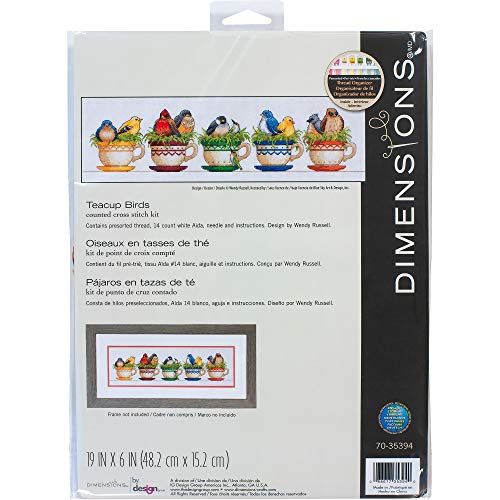 新品 Dimensions Counted Cross Stitch Kit 19X6-Teacup Bird (14 Count) -70-35394