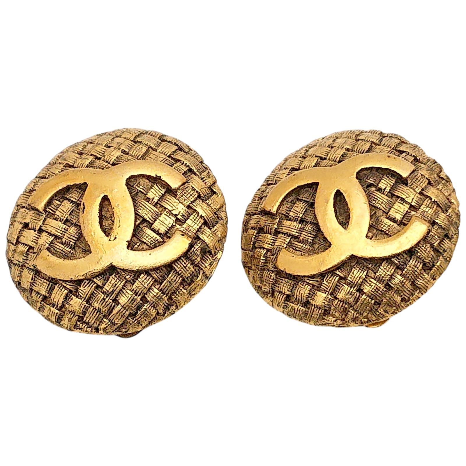 CHANEL ヴィンテージ ココマーク マトラッセ ゴールド イヤリング 29