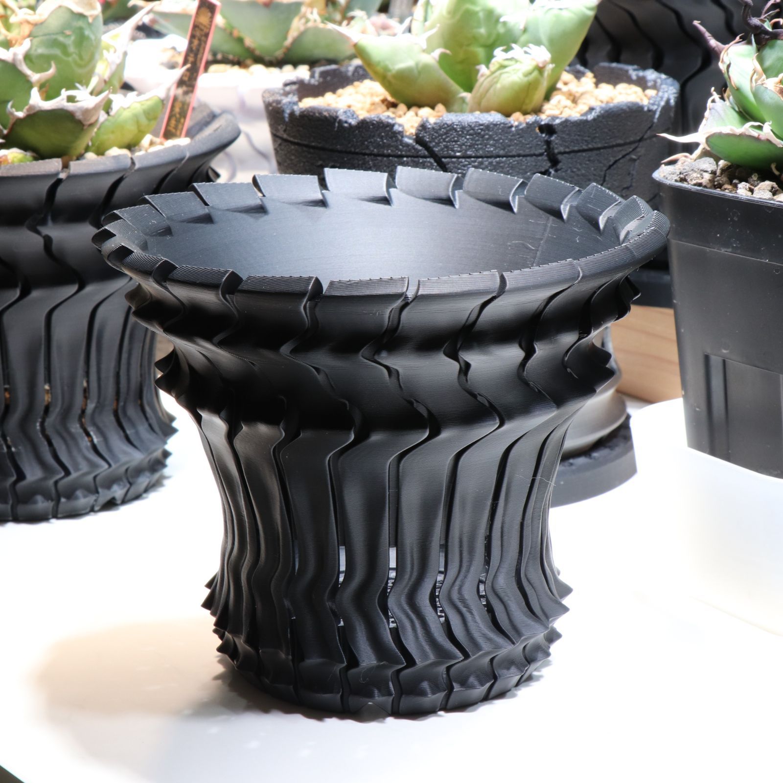【お買い得セット】4号鉢 5点セット Matte Black 作家鉢 台座付き 新作】4号鉢 5点セット Matte Black 作家鉢 台座付き 特典あり 【公式