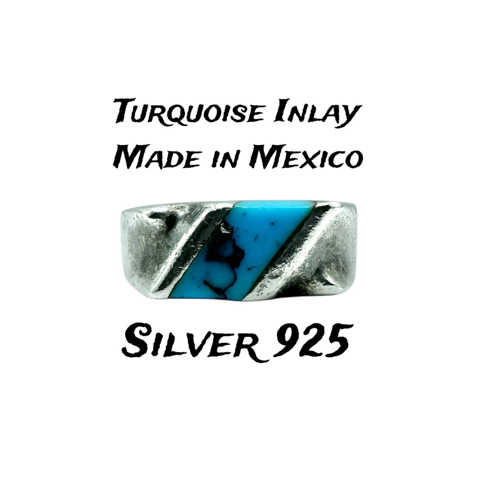 メキシコ製 MEXICO SILVER刻印 ターコイズ インレイ 蛇 スネーク