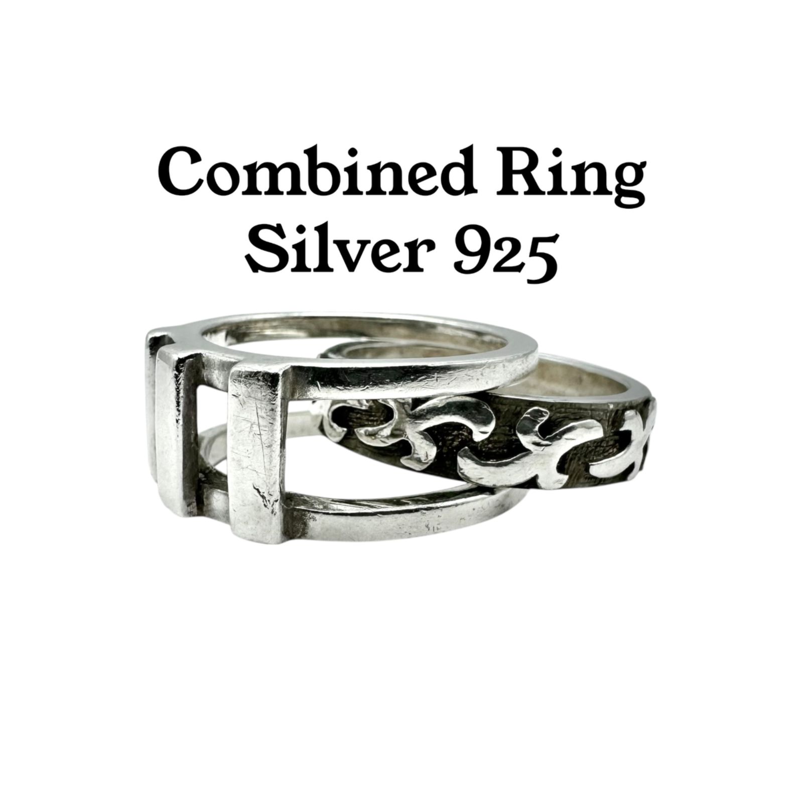 レイヤードスタイル】ダブル Silver 925 刻印 00s Vintage Design Ring 