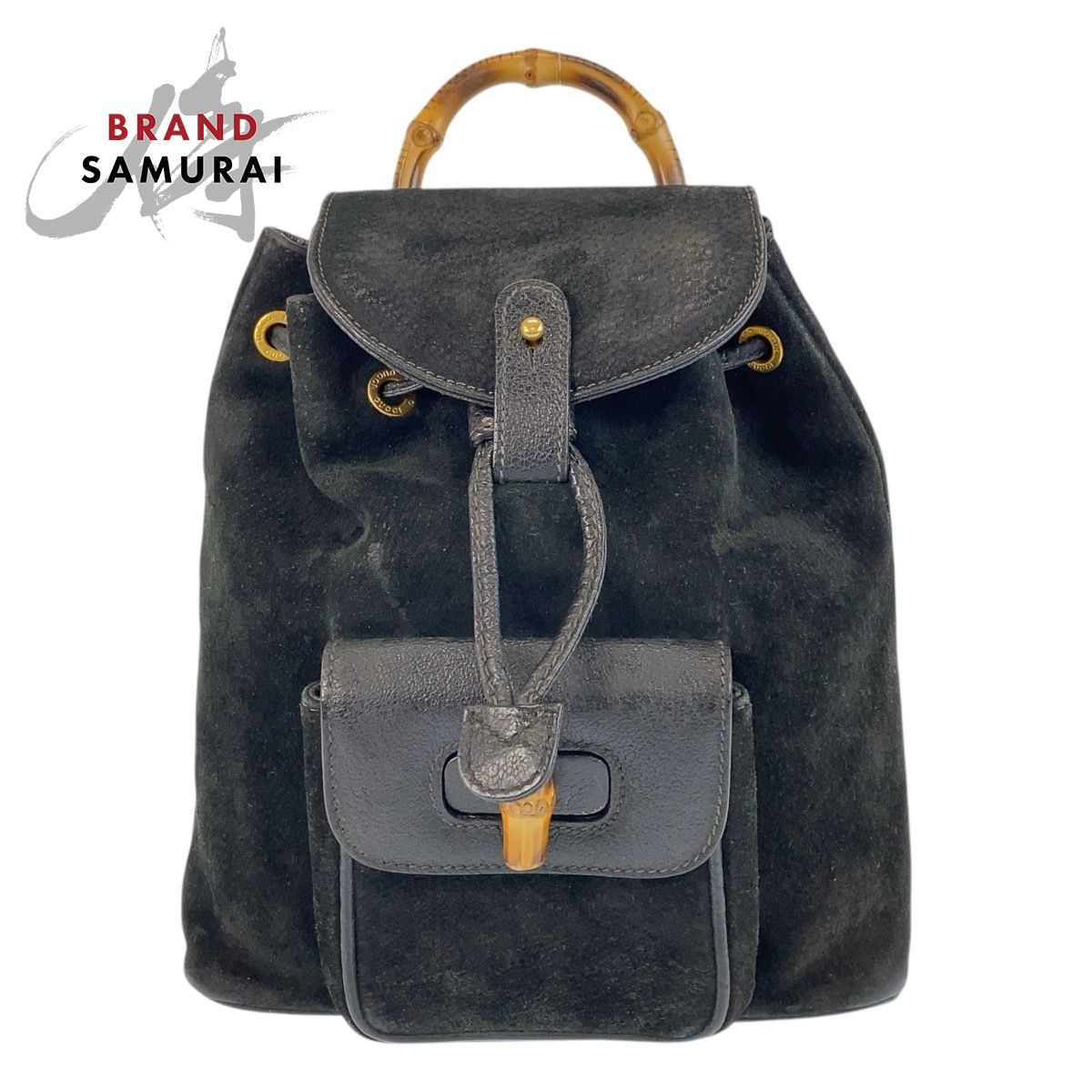 美品 GUCCI グッチ バンブー ブラック 黒 ゴールド金具 スウェード 003 