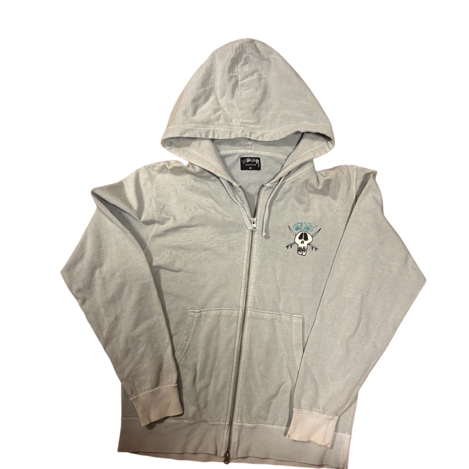 STUSSY ステューシー フェード スカル バックプリント ジップパーカー