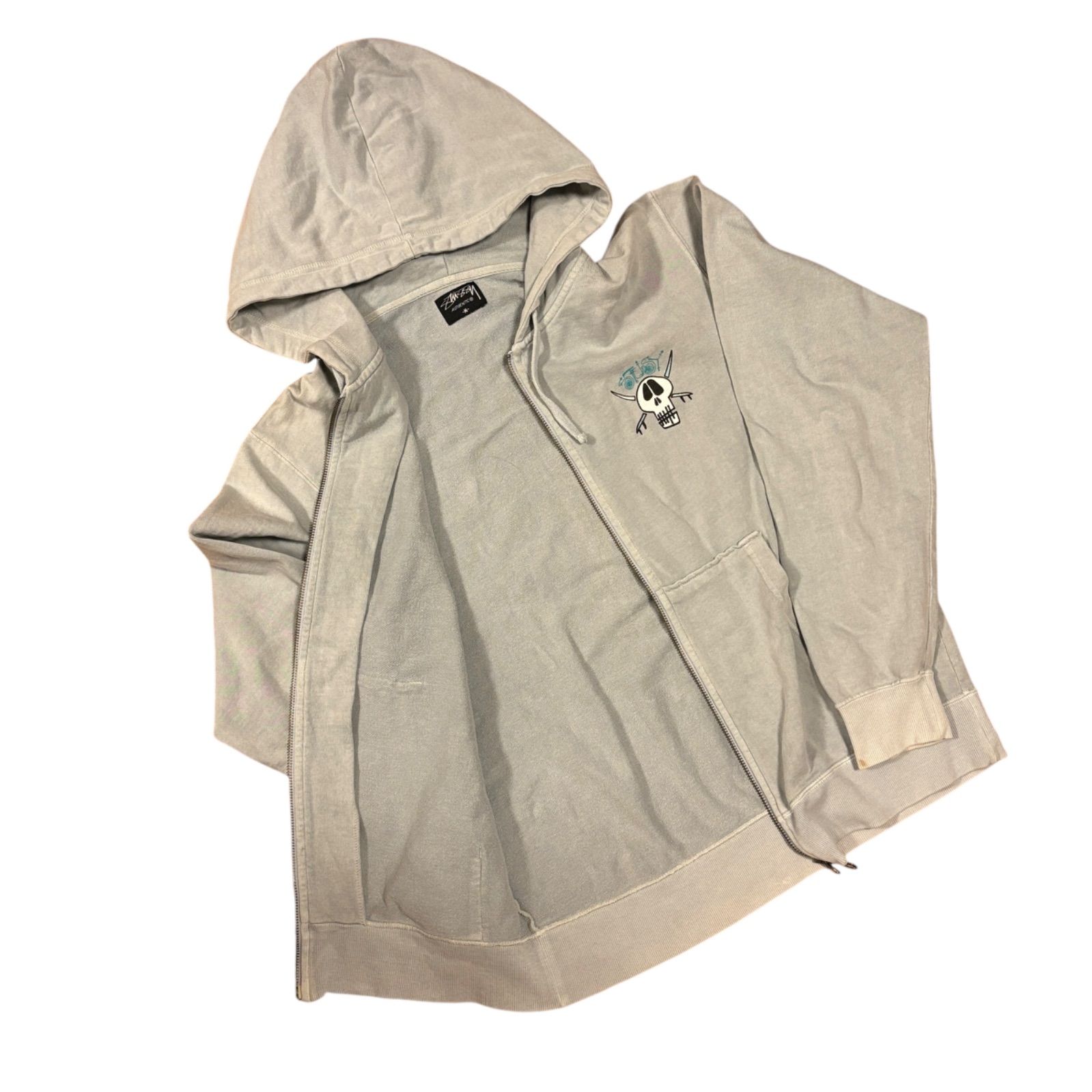 STUSSY ステューシー フェード スカル バックプリント ジップパーカー 