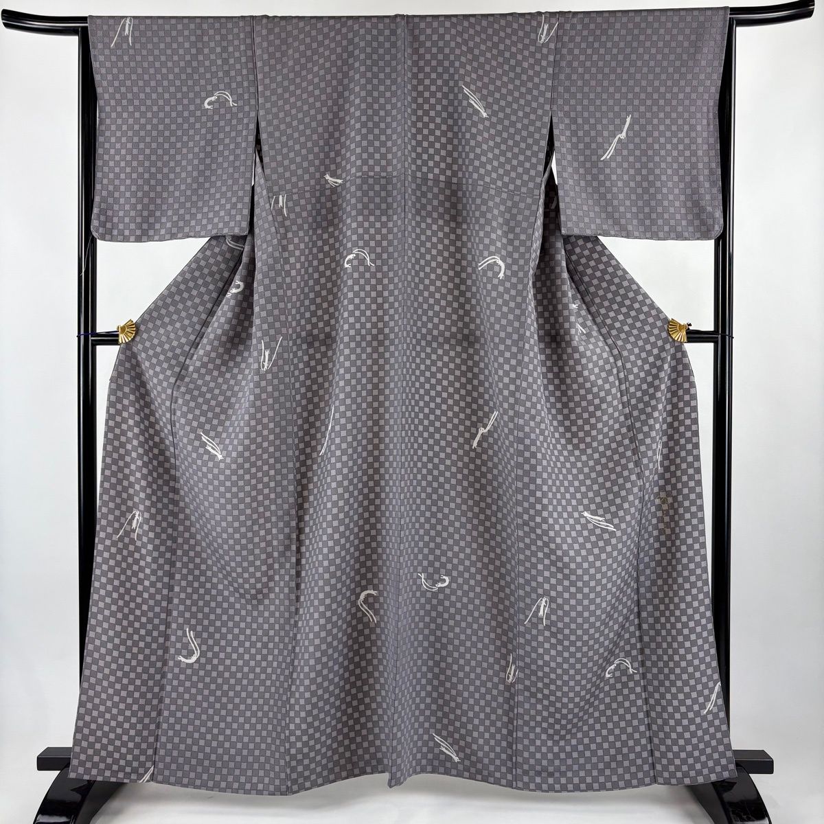 美品 小紋 身丈160.5cm 裄丈65.5cm M 単衣 辻村ジュサブロー 落款あり 