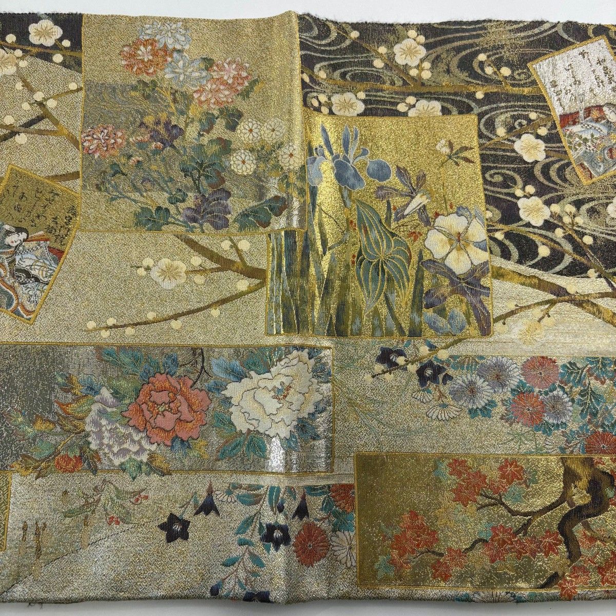 丸帯 名品 プラチナ本金箔 壱阡八百口織 琳派三壽奏 色紙 短冊 丸帯 名品 プラチナ本金箔 壱阡八百口織 琳派三壽奏 色紙 短冊