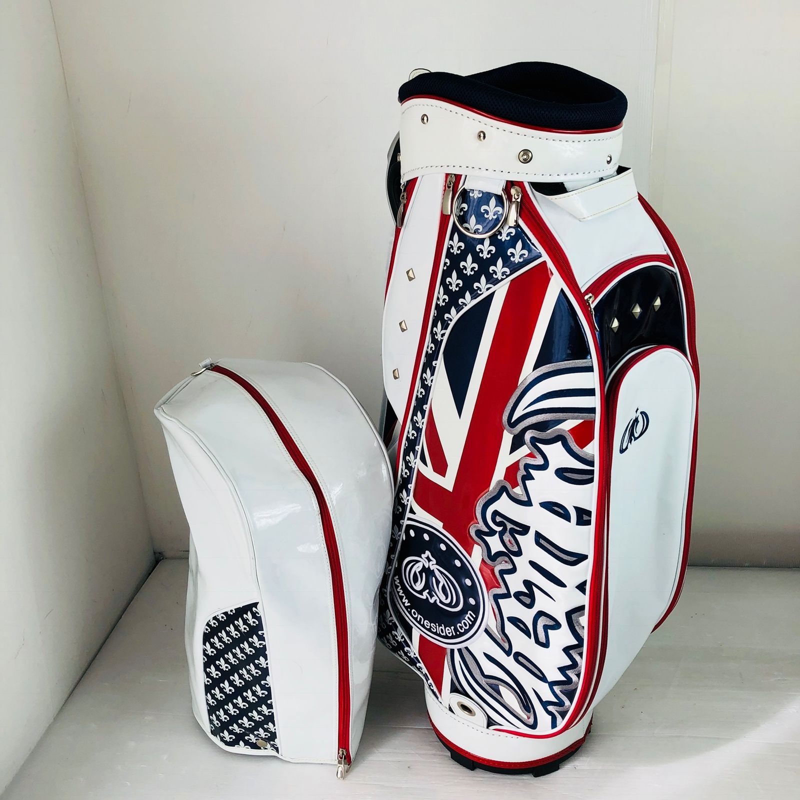 ワンサイダー Onesider ホワイト 8.5型 エナメル キャディバッグ ゴルフバッグ ゴルフ 初心者 入門