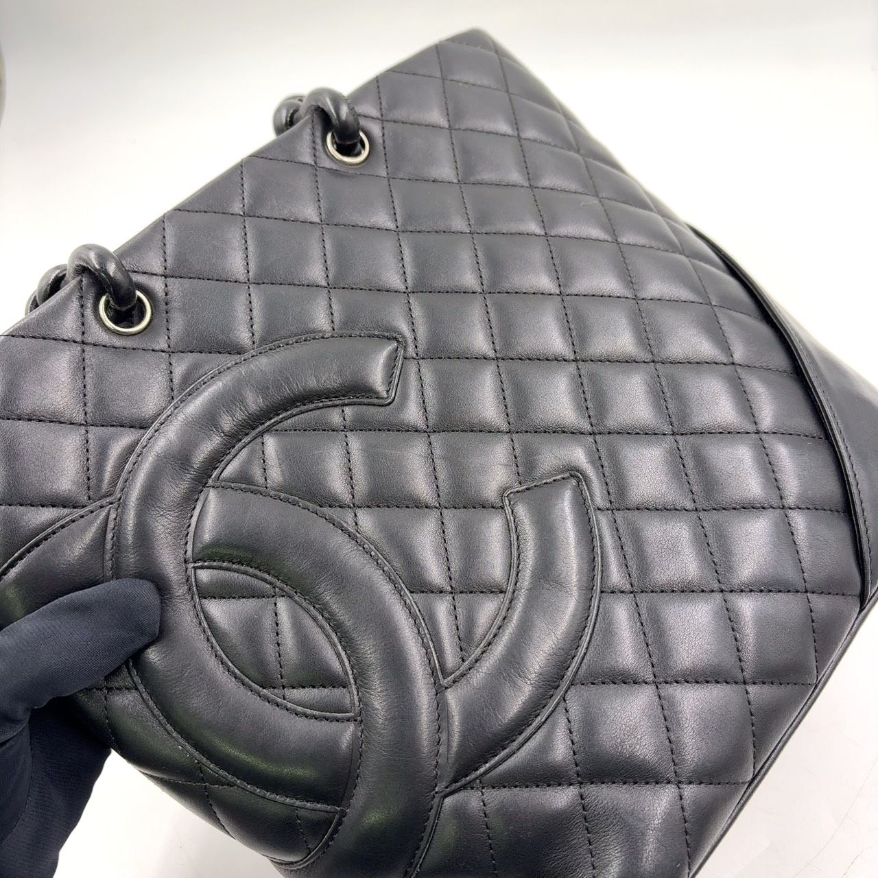 CHANEL シャネル カンボンライン ホワイト 2007年頃 ミディアムトート 