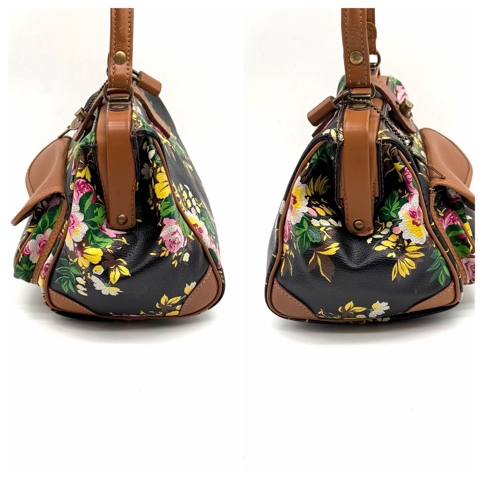 希少】KENZO ケンゾー ヴィンテージ ハンドバッグ 花柄 がま口 南京錠 