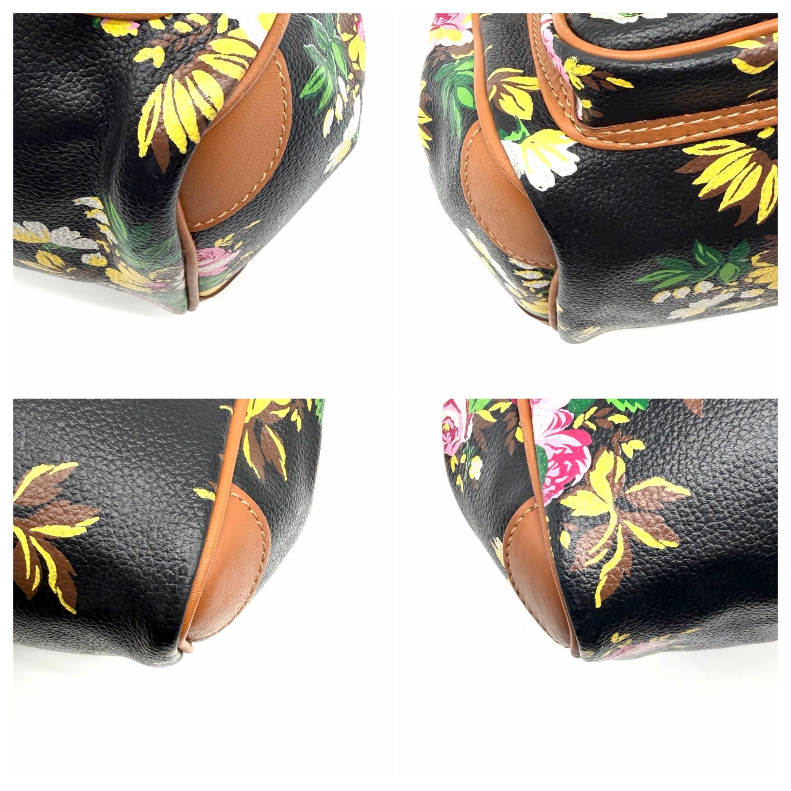 希少】KENZO ケンゾー ヴィンテージ ハンドバッグ 花柄 がま口 南京錠 