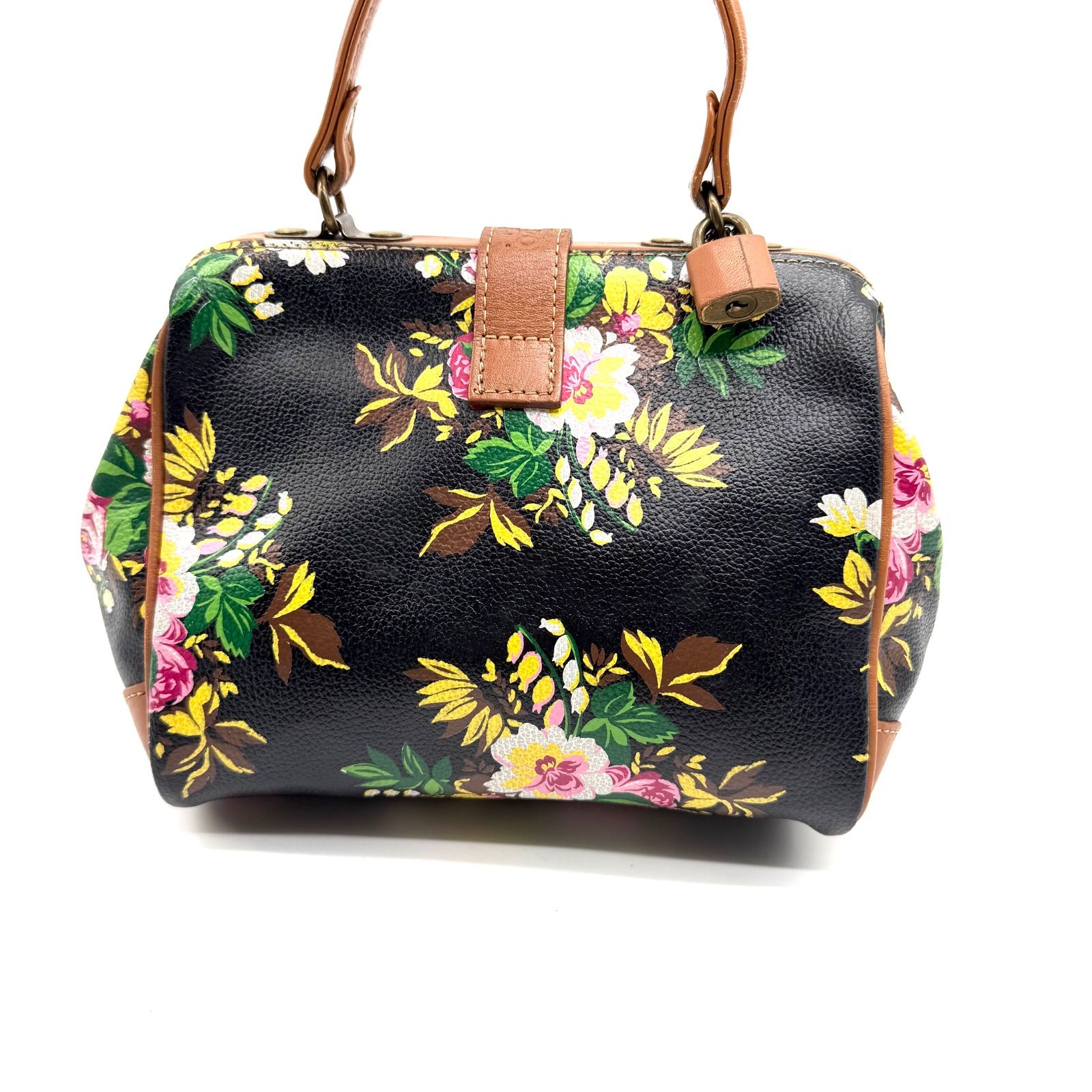 希少】KENZO ケンゾー ヴィンテージ ハンドバッグ 花柄 がま口 南京錠 