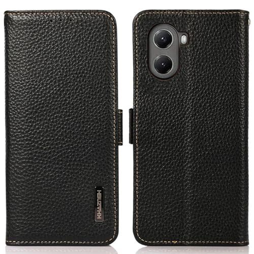 For Xiaomi POCO X7 Pro ケース 手帳型 本革 For Xiaomi POCO X7 Pro カバー 財布型 高級本皮 シュリンクカーフレザー シンプル手帳ケース 耐摩擦 サイドマグネット式 カード収納 大容量 3枚 横置きスタンド機能 /