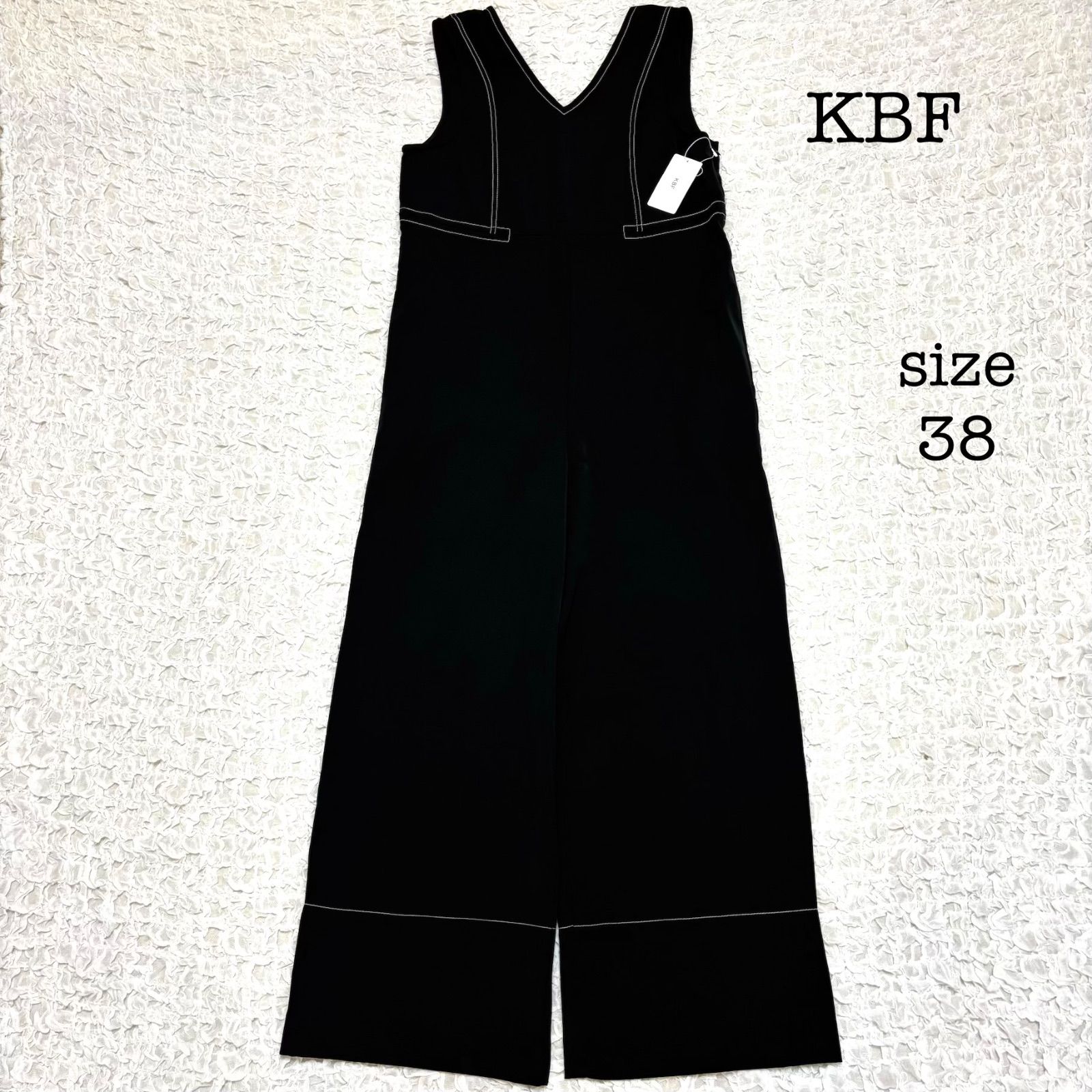 KBF デザインステッチサロペット オールインワン つなぎ ノースリーブ 