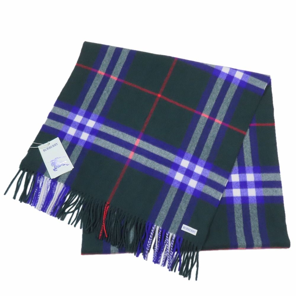 バーバリー　BURBERRY マフラー　カシミヤ100% チェック　紫 バーバリー BURBERRY マフラー カシミヤ100% チェック 紫 BURBERRY