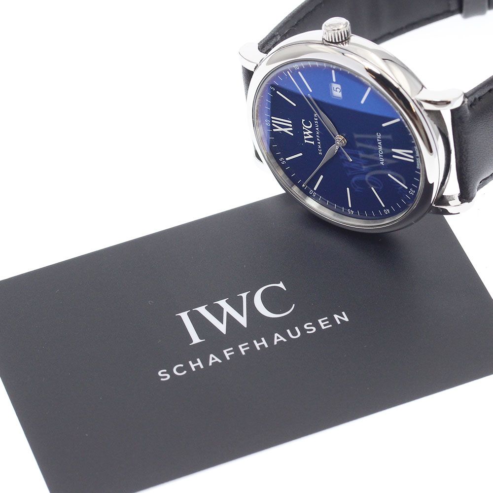  IWC IWC SCHAFFHAUSEN IW356518 ポートフィノ 150イヤーズ デイト 自動巻き メンズ 保証書付き_944534 リブ編み 自動巻き時計 腕時計(アナログ)