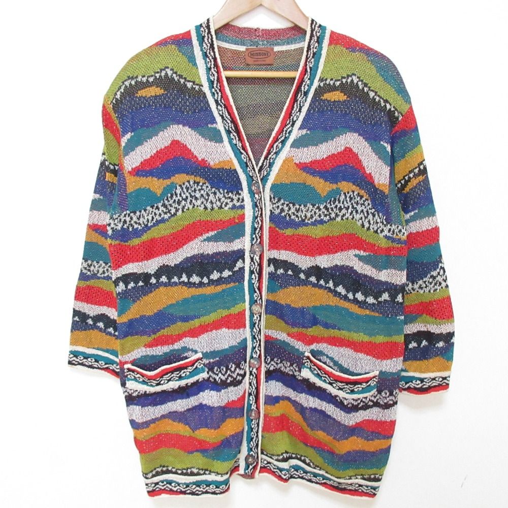 5□MISSONI ミッソーニー カラフルニット カーディガン L