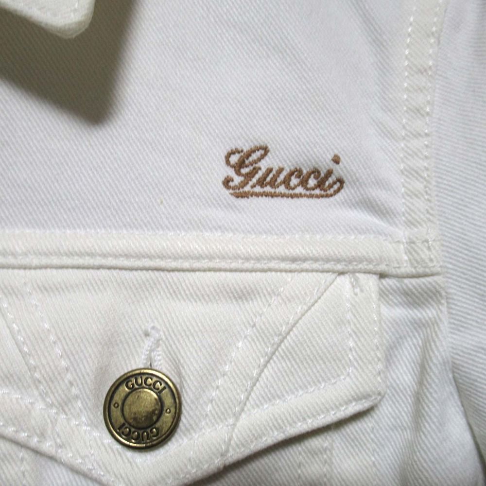 良品 GUCCI グッチ 胸ロゴ刺繍 デニムジャケット Gジャン ジージャン