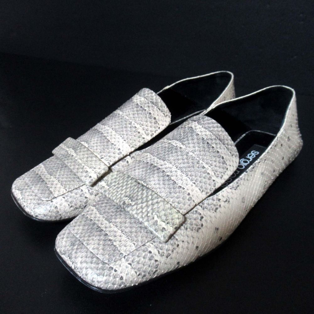 美品 Sergio Rossi セルジオロッシ SR1 パイソン片押し かかと踏み