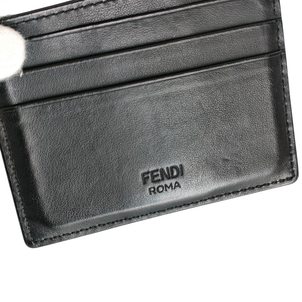 良品 FENDI フェンディ モンスター バグズアイ レザー パスケース