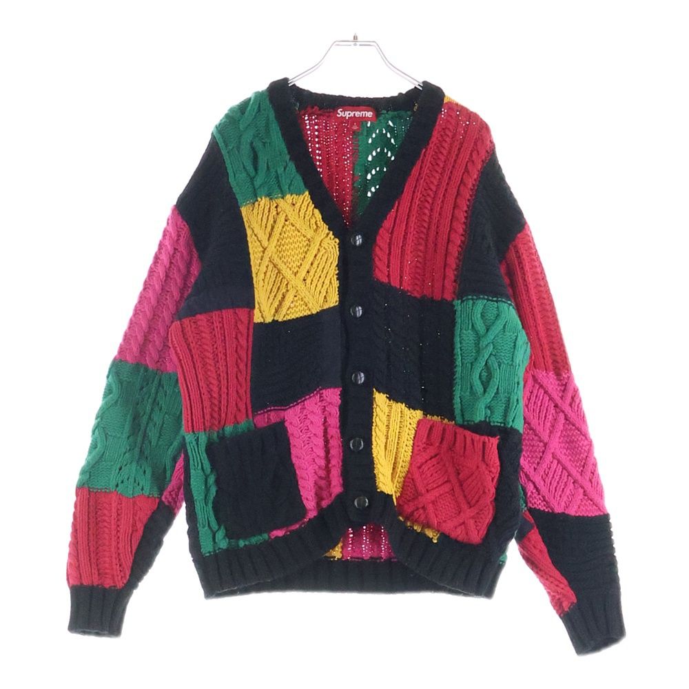 SUPREME シュプリーム 23AW Patchwork Cable Knit Cardigan アクリルウール混 パッチワークデザインニットカーディガン マルチ SUPREME (シュプリーム) 23AW Patchwork Cable Knit Cardigan アクリル