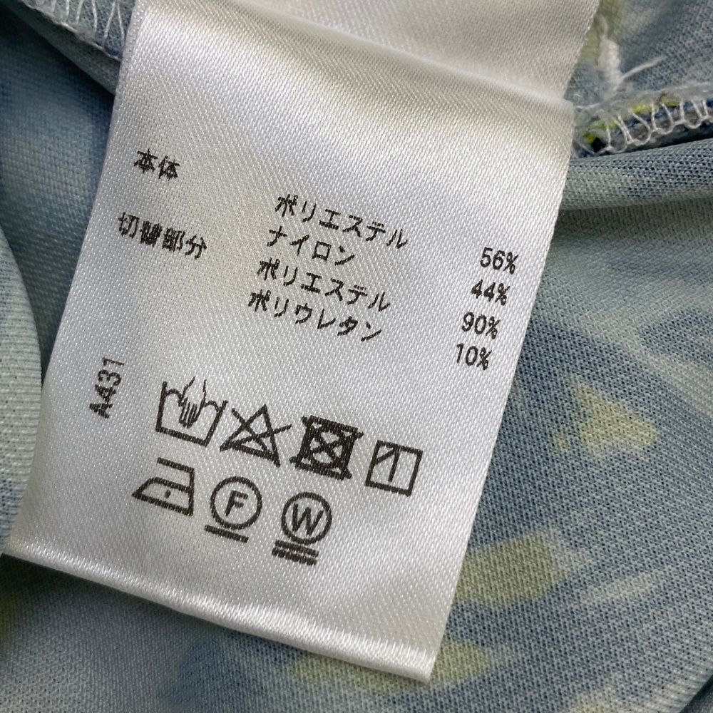 サイズ：XL EPICURE エピキュール 半袖ワンピース 総柄 ブルー系