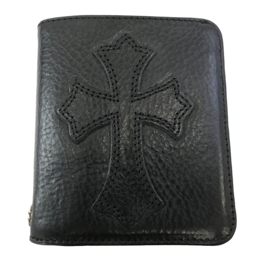 CHROME HEARTS クロムハーツ（原本無） DIGIACOMO ディジャコモ グロメット付き レザー コンパクトウォレット 財布 ブラック系【中古】 CHROME HEARTS クロムハーツ（原本無） DIGIACOMO ディジャコモ