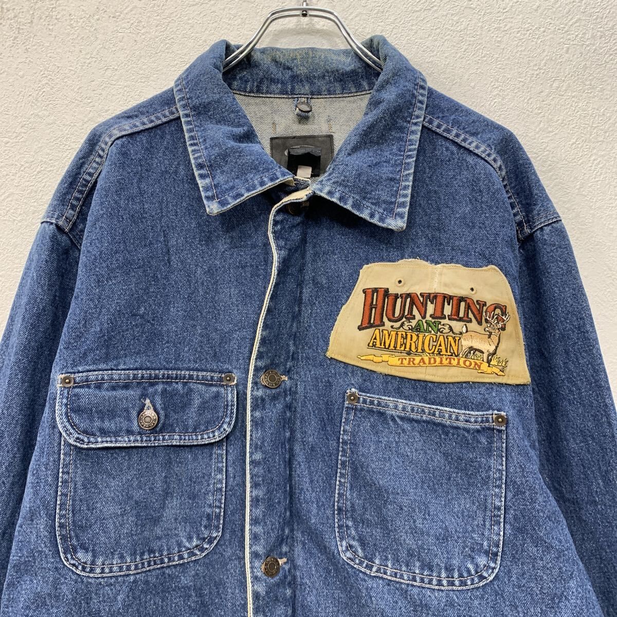大人気，安い i.D. Wear デニムジャケット XL ブルー ボタン ジップ 