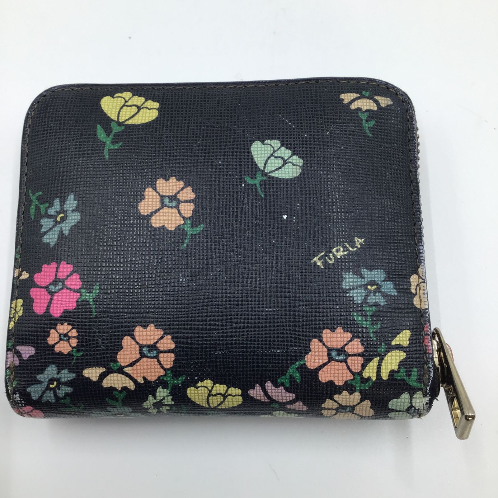 FURLA フルラ 花柄 二つ折り財布】フラワープリント ラウンド 