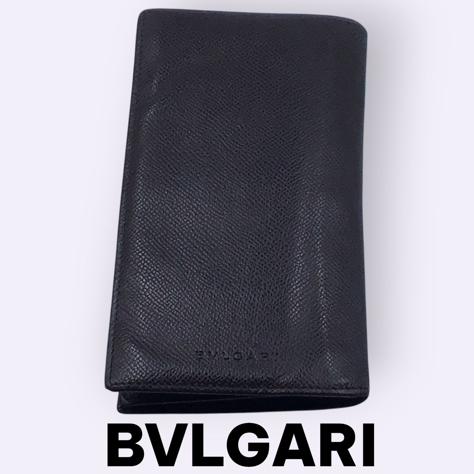 BVLGARI ブルガリ 長財布 二つ折り グレインレザー ブラック ロゴ刻印 