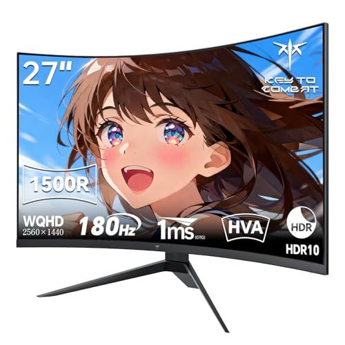 KTC 27インチ 湾曲ゲーミングモニター WQHD (2560x1440) 180Hz 1ms