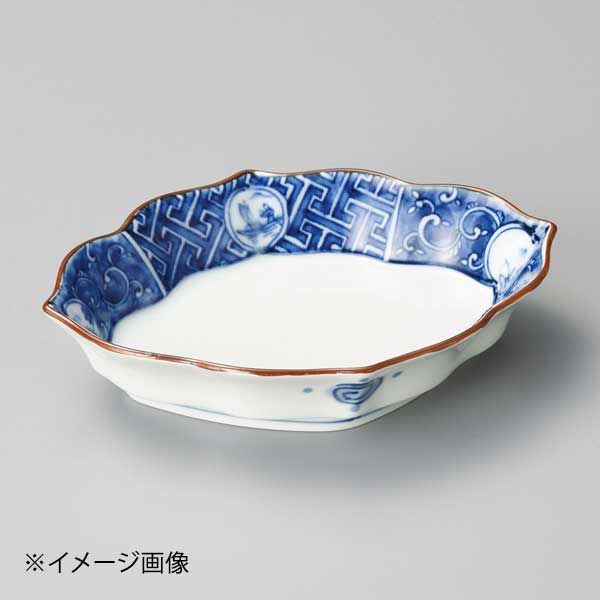 【新品】染付丸紋山水木甲型向付