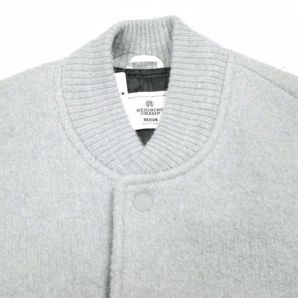 REIGNING CHAMP レイニングチャンプ 24AW MELTON WOOL COLISEUM JACKET ボイルドメリノウール スタジャン 24011071034630 M グレー スタジアムジャンパー 定価97,900円 バーシティジャケット アウター【中古】【REIGNING CHAMP】 REIGNING CHAMP レイニングチャンプ 24AW MELTON WOOL COLISEUM JACKET