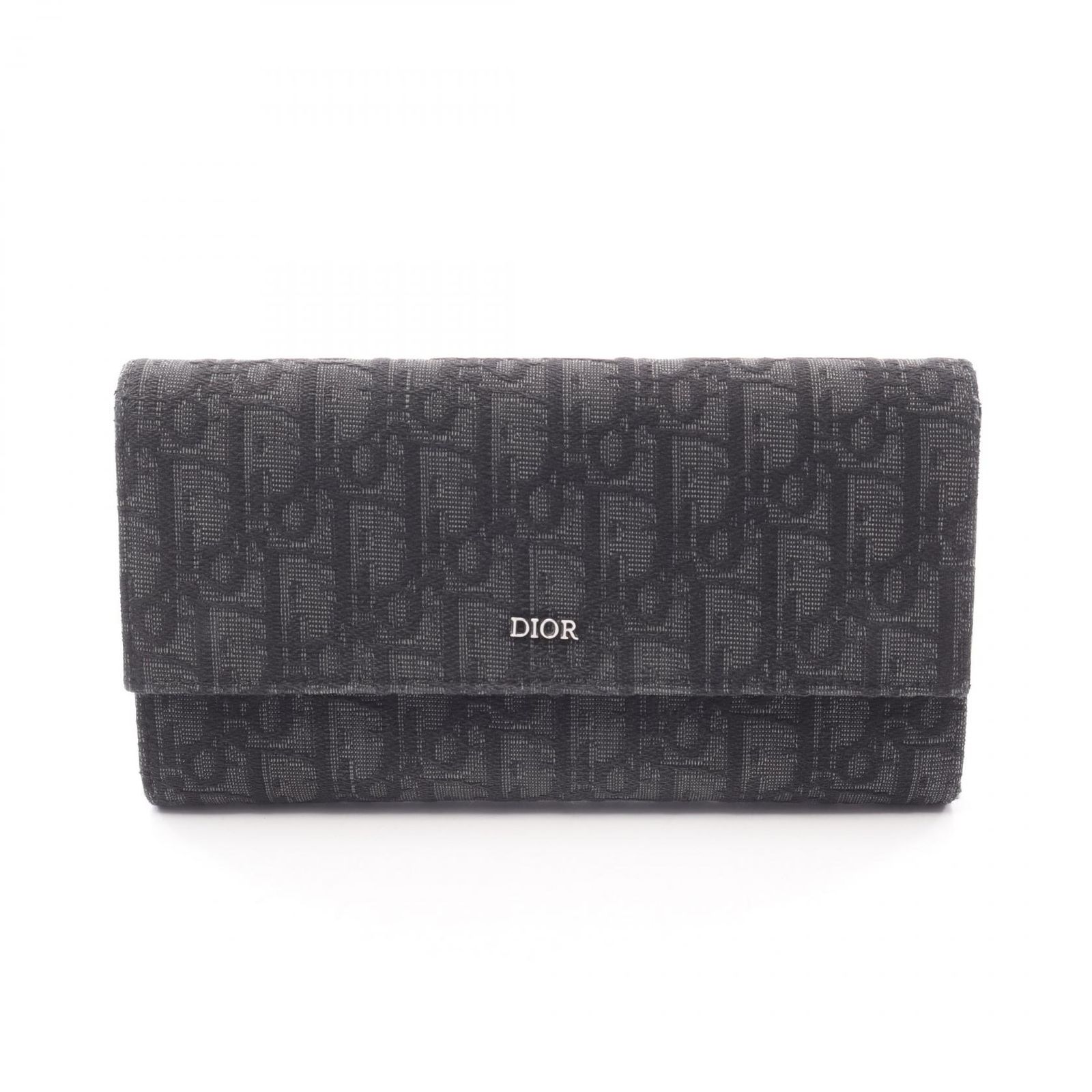 ディオール Dior 二つ折り長財布 オブリークジャカード ロングフラップ