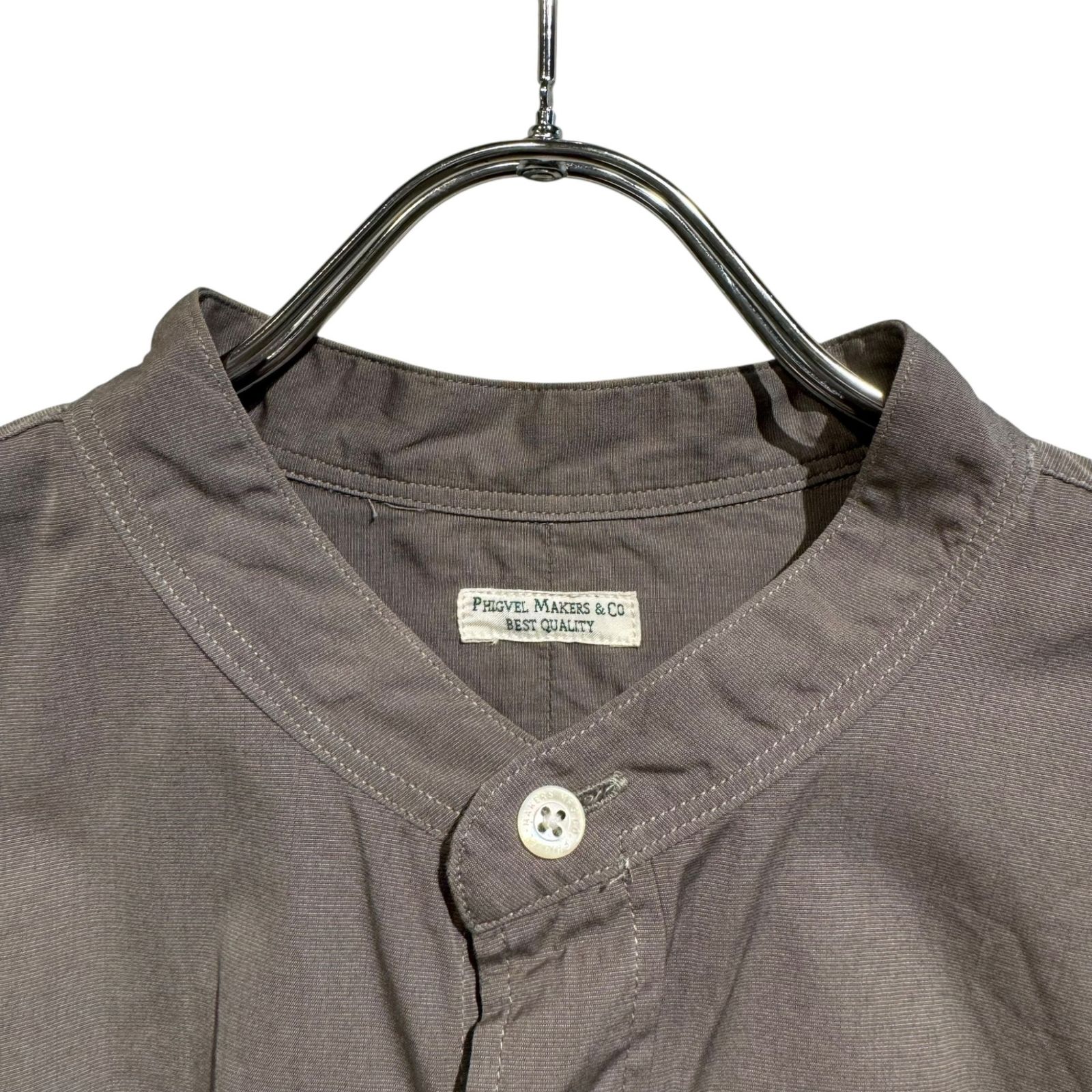 PHIGVEL (フィグベル) BAND COLLAR LONG SHIRT ベージュ 2 PHIGVEL (フィグベル) BAND COLLAR LONG SHIRT ベージュ 2 - メルカリ