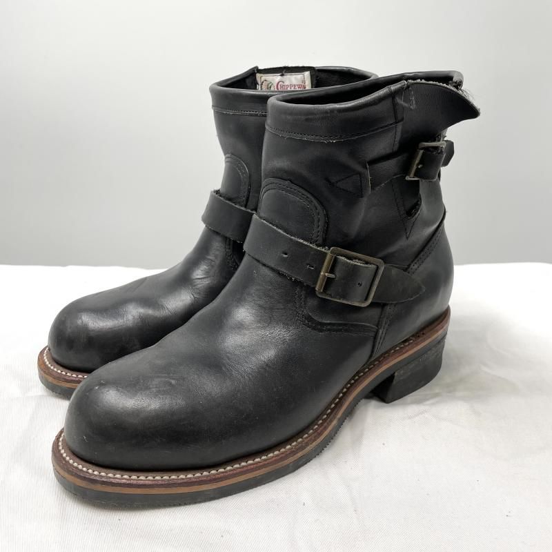 中古】90s CHIPPEWA エンジニアブーツ ブラック サイズ7E チペワ[17