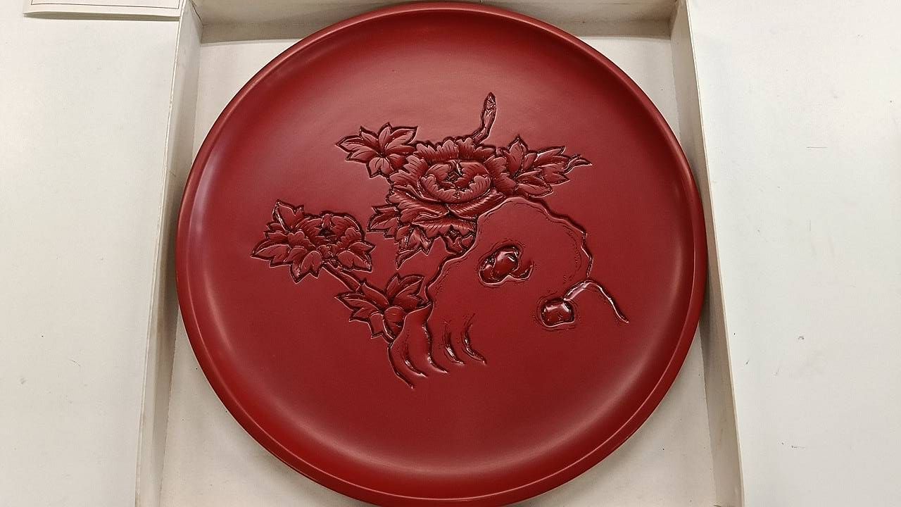 村上木彫堆朱 1円〜 村上木彫堆朱 認定品含む 漆器まとめ 盆 皿