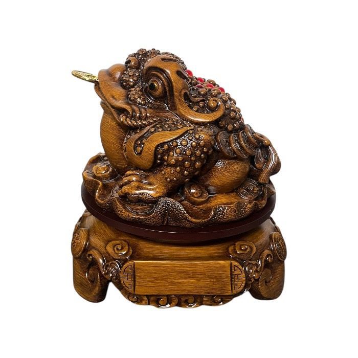  銭蛙 木目 木彫り風 開運 風水 交通安全 家内安全 金運アップ 財運アップ 招福 招財 置物 風水グッズ 開運祈願 金運祈願 zeni-kaeru ディスプレイフォト 置物 インテリア小物