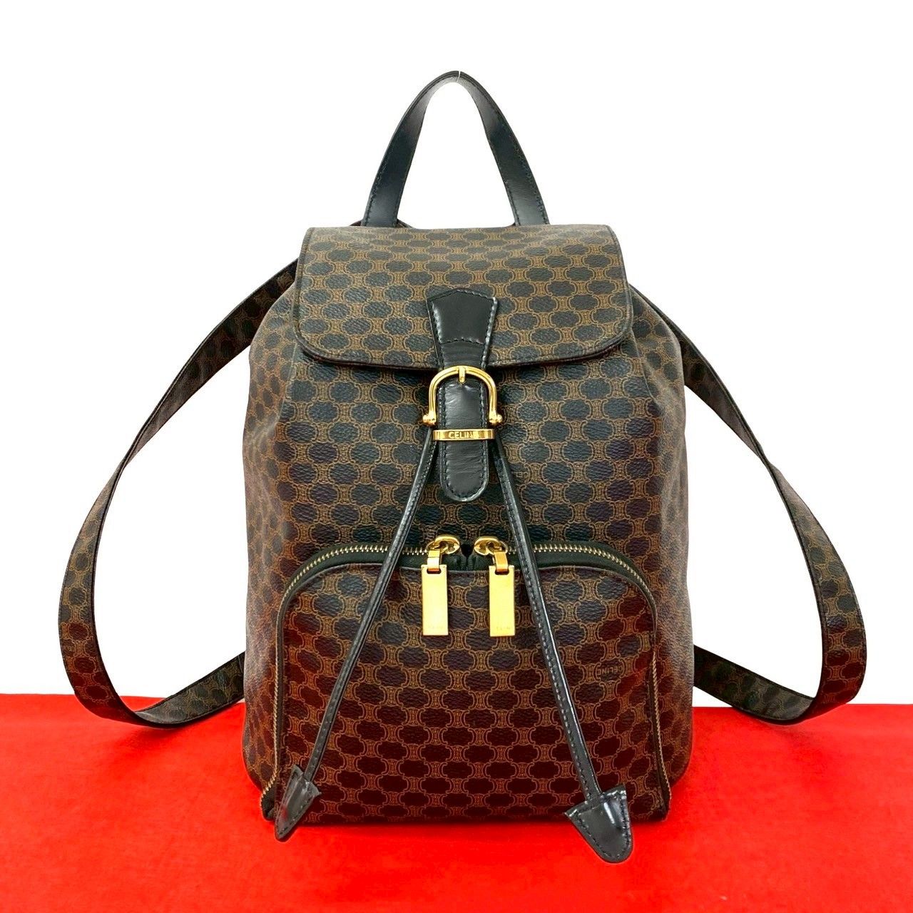 極 美品 CELINE セリーヌ ヴィンテージ マカダム ブラゾン 柄 レザー