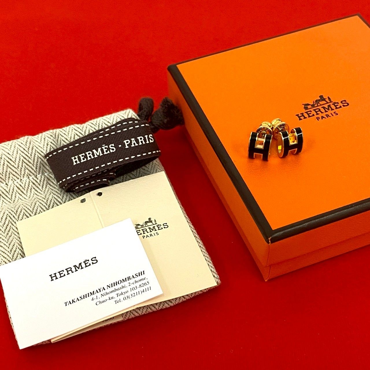 極 美品 箱 袋付き HERMES エルメス ミニ ポップアッシュ GP ピアス 