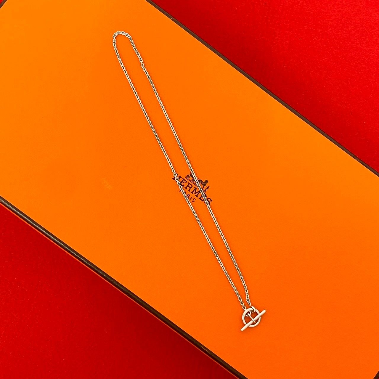 極 美品 希少品 HERMES エルメス エシャペ ネックレス K18ホワイト 